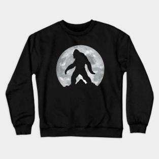 Bigfoot, Sasquatch Night with Full Moon, Minimalist Design With Mountains Crewneck Sweatshirt